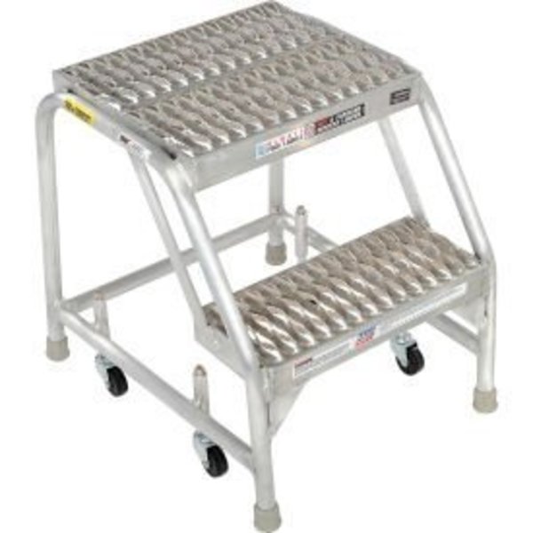 Tri Arc Manufacturing 2 Step Aluminum Rolling Ladder, 16"W Grip Step, W/O Handrails - WLAR002165 WLAR002165